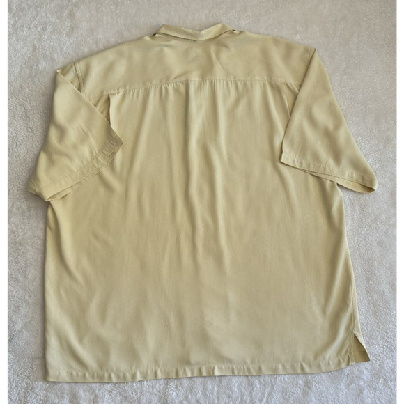 Tommy Bahama Men's Yellow 100% Silk Button-Down Shirt 3XT Big and Tall Relaxed - Picture 10 of 14